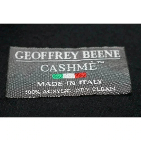 Geoffrey Beene Cashme Scarf-Black-Made in Italy-Unisex - Picture 4 of 6
